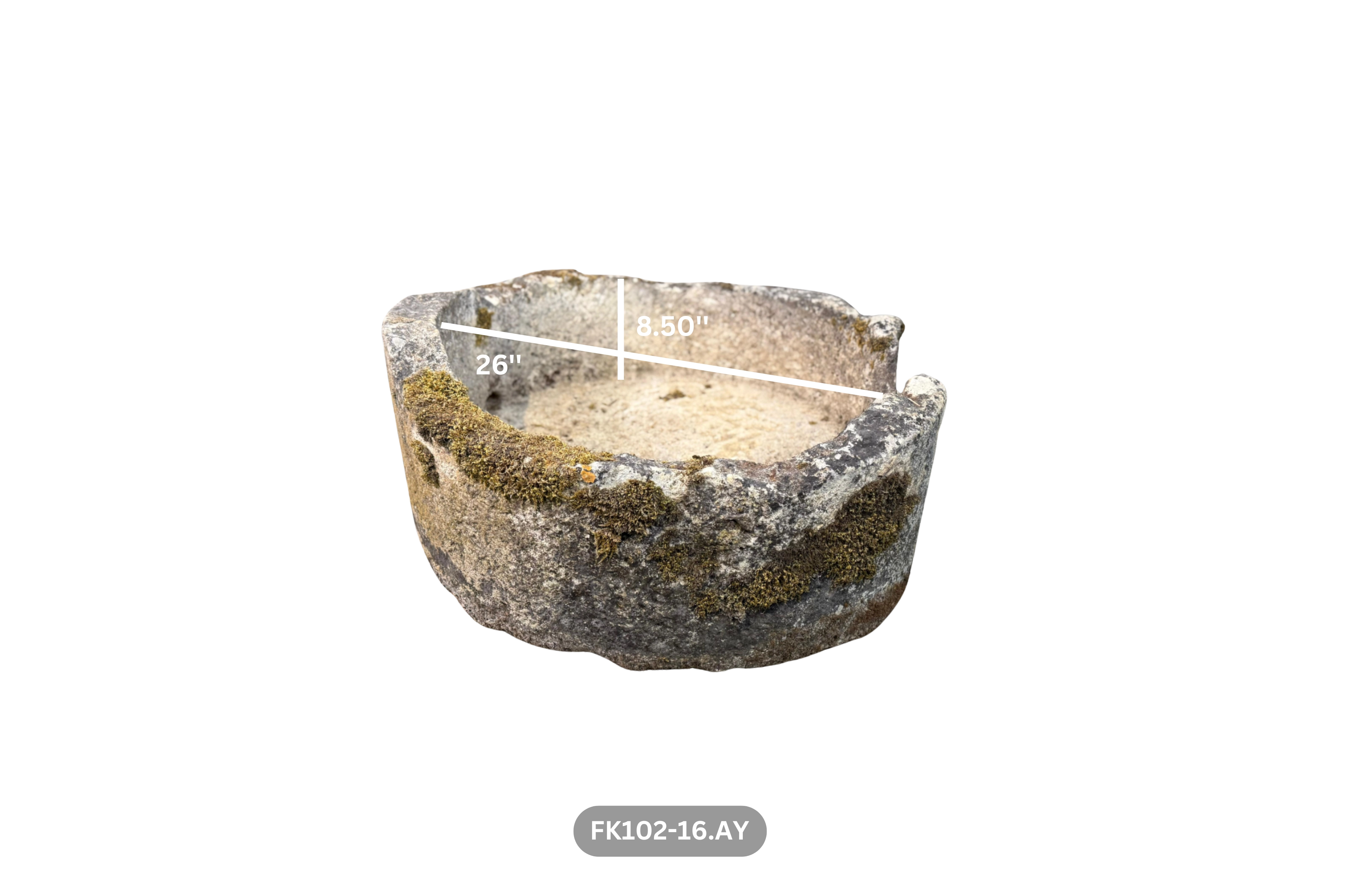 French Antique Round Limestone Trough - Image 5